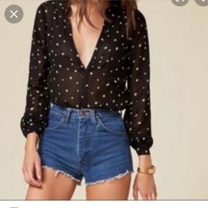 Reformation sheer star blouse